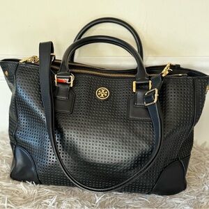 Tory Burch Perforated Robinson Double Zip Satchel